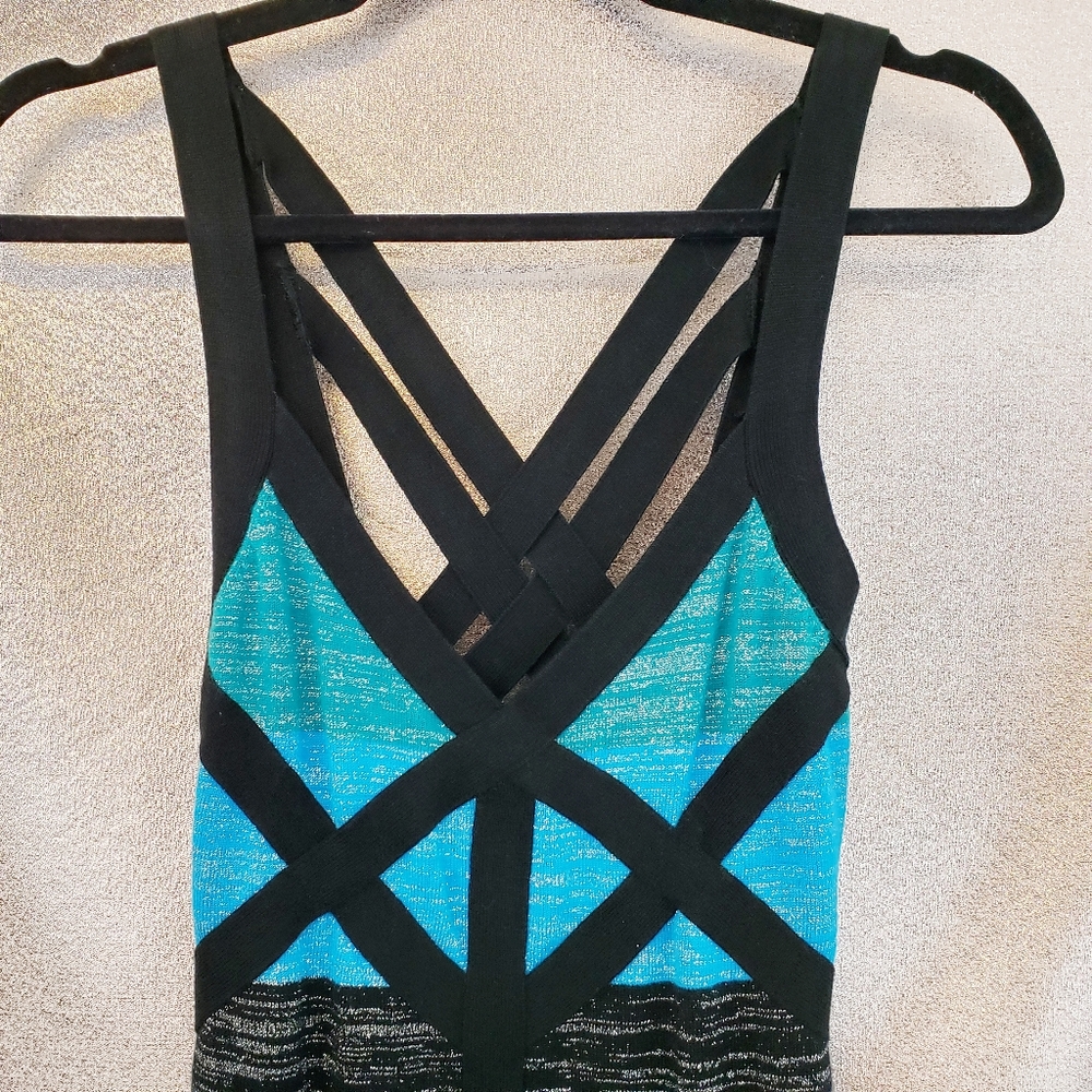 BeBe Knit Bodycon Dress Striped Small Bandage Mini - Picture 2 of 8